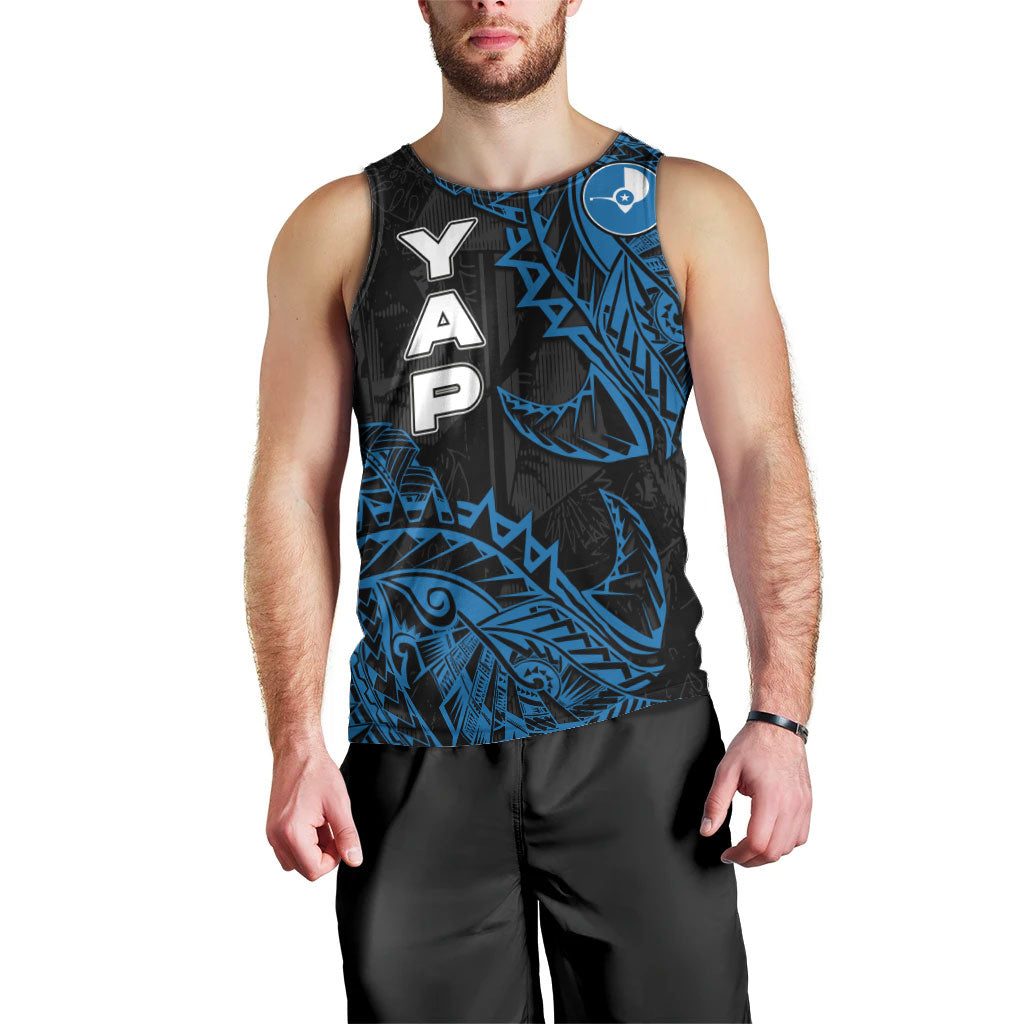 Yap Island Tribal Heritage Men Tank Top Micronesian Polynesian Tattoo Pattern Blue Black Cultural Art TS04 - Polynesian Pride