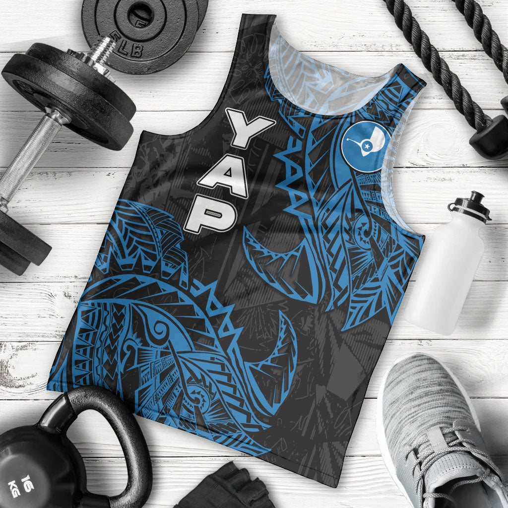 Yap Island Tribal Heritage Men Tank Top Micronesian Polynesian Tattoo Pattern Blue Black Cultural Art TS04 - Polynesian Pride
