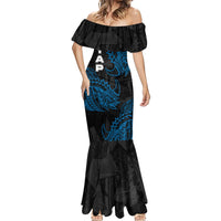 Yap Island Tribal Heritage Mermaid Dress Micronesian Polynesian Tattoo Pattern Blue Black Cultural Art TS04 - Polynesian Pride
