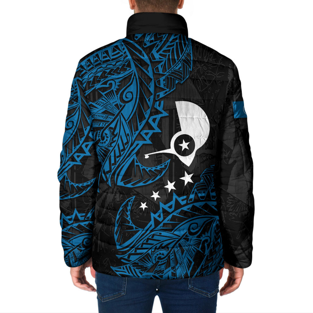 Yap Island Tribal Heritage Padded Jacket Micronesian Polynesian Tattoo Pattern Blue Black Cultural Art TS04 - Polynesian Pride