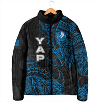 Yap Island Tribal Heritage Padded Jacket Micronesian Polynesian Tattoo Pattern Blue Black Cultural Art TS04 - Polynesian Pride