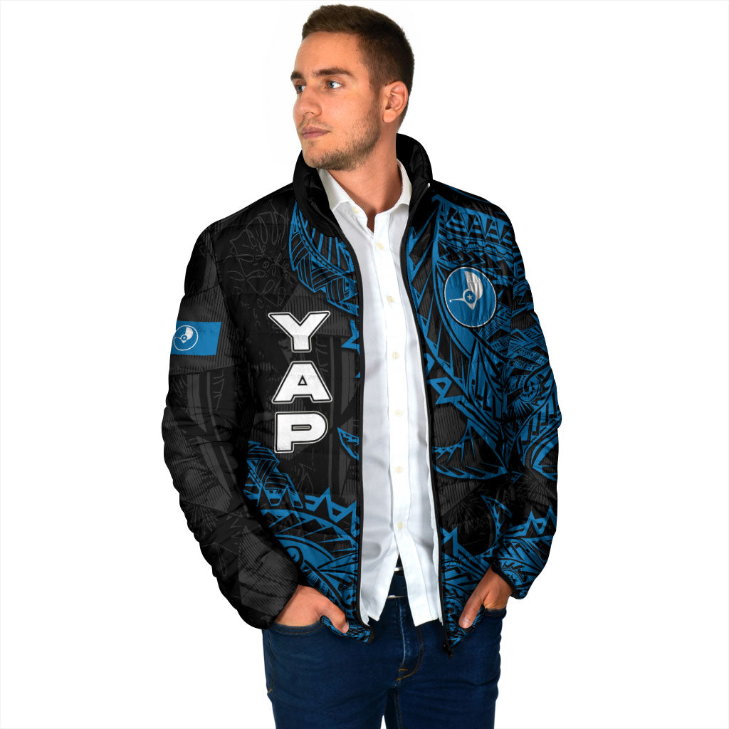 Yap Island Tribal Heritage Padded Jacket Micronesian Polynesian Tattoo Pattern Blue Black Cultural Art TS04 - Polynesian Pride