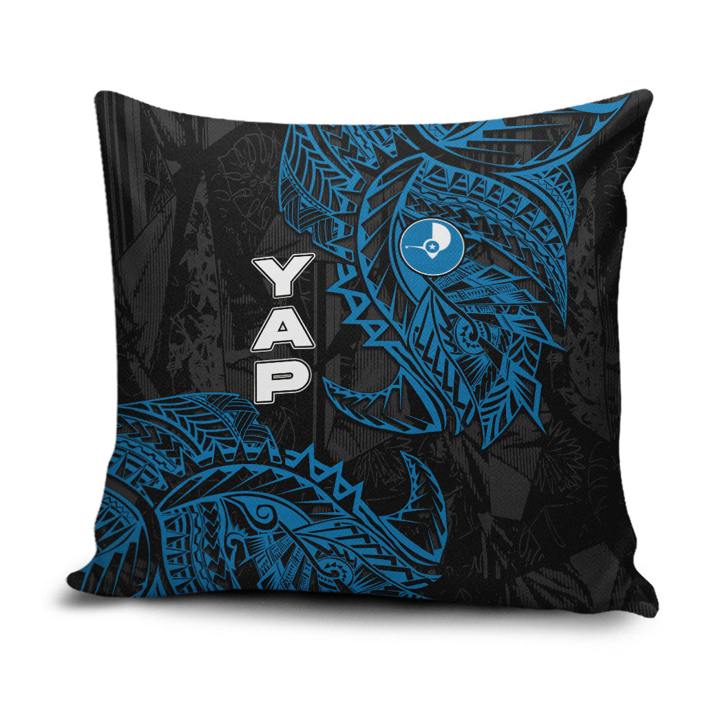 Yap Island Tribal Heritage Pillow Cover Micronesian Polynesian Tattoo Pattern Blue Black Cultural Art TS04 Black Blue - Polynesian Pride