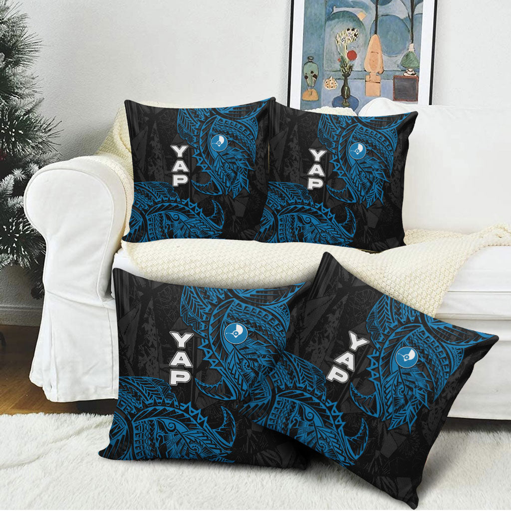 Yap Island Tribal Heritage Pillow Cover Micronesian Polynesian Tattoo Pattern Blue Black Cultural Art TS04 - Polynesian Pride
