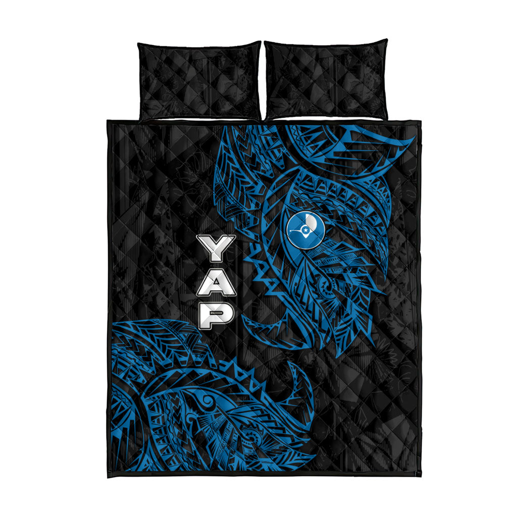 Yap Island Tribal Heritage Quilt Bed Set Micronesian Polynesian Tattoo Pattern Blue Black Cultural Art TS04 - Polynesian Pride