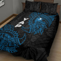 Yap Island Tribal Heritage Quilt Bed Set Micronesian Polynesian Tattoo Pattern Blue Black Cultural Art TS04 - Polynesian Pride