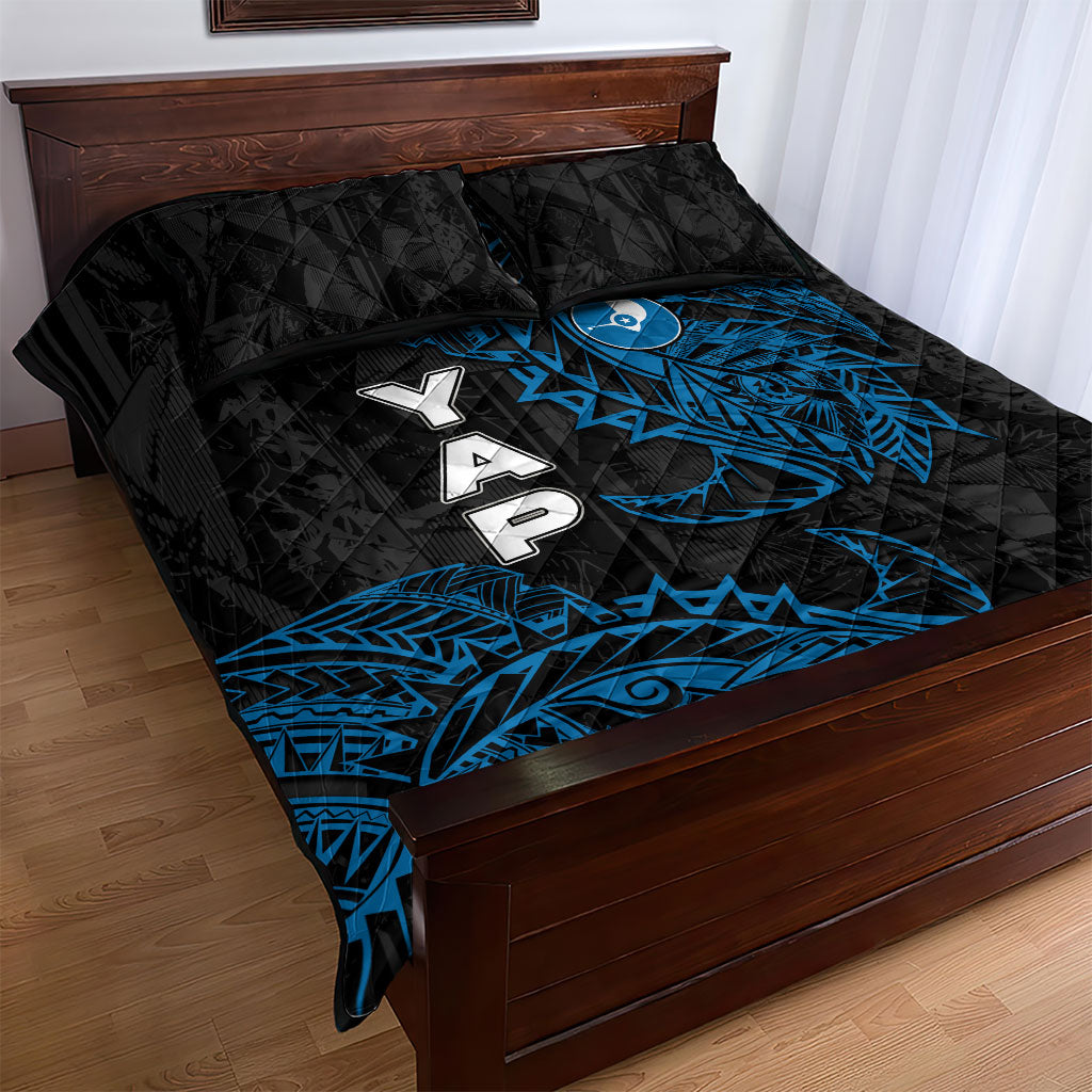 Yap Island Tribal Heritage Quilt Bed Set Micronesian Polynesian Tattoo Pattern Blue Black Cultural Art TS04 - Polynesian Pride