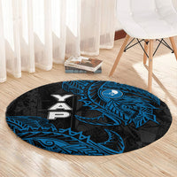 Yap Island Tribal Heritage Round Carpet Micronesian Polynesian Tattoo Pattern Blue Black Cultural Art TS04 - Polynesian Pride