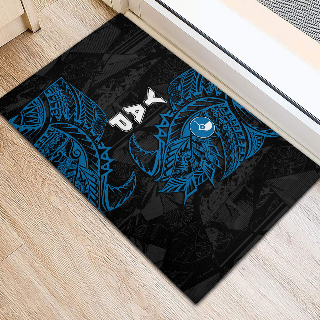Yap Island Tribal Heritage Rubber Doormat Micronesian Polynesian Tattoo Pattern Blue Black Cultural Art TS04 - Polynesian Pride