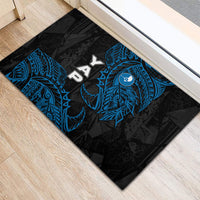 Yap Island Tribal Heritage Rubber Doormat Micronesian Polynesian Tattoo Pattern Blue Black Cultural Art TS04 - Polynesian Pride