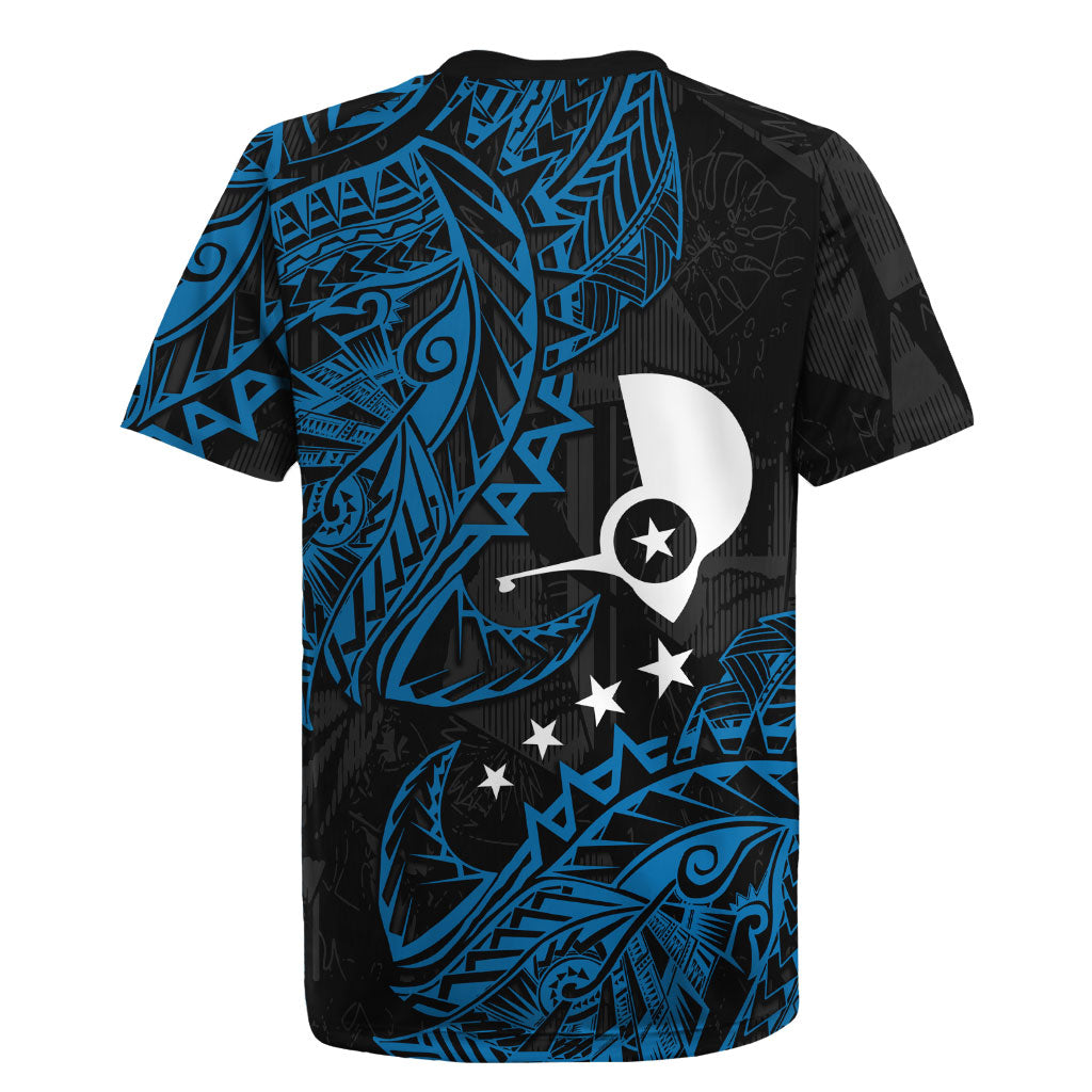 Yap Island Tribal Heritage Rugby Jersey Micronesian Polynesian Tattoo Pattern Blue Black Cultural Art TS04 - Polynesian Pride