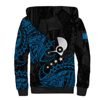 Yap Island Tribal Heritage Sherpa Hoodie Micronesian Polynesian Tattoo Pattern Blue Black Cultural Art TS04 - Polynesian Pride