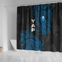 Yap Island Tribal Heritage Shower Curtain Micronesian Polynesian Tattoo Pattern Blue Black Cultural Art TS04 - Polynesian Pride