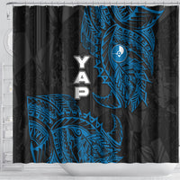 Yap Island Tribal Heritage Shower Curtain Micronesian Polynesian Tattoo Pattern Blue Black Cultural Art TS04 - Polynesian Pride