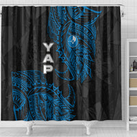 Yap Island Tribal Heritage Shower Curtain Micronesian Polynesian Tattoo Pattern Blue Black Cultural Art TS04 - Polynesian Pride