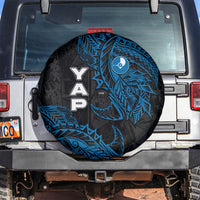 Yap Island Tribal Heritage Spare Tire Cover Micronesian Polynesian Tattoo Pattern Blue Black Cultural Art TS04 Black Blue - Polynesian Pride