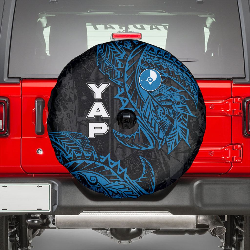 Yap Island Tribal Heritage Spare Tire Cover Micronesian Polynesian Tattoo Pattern Blue Black Cultural Art TS04 - Polynesian Pride