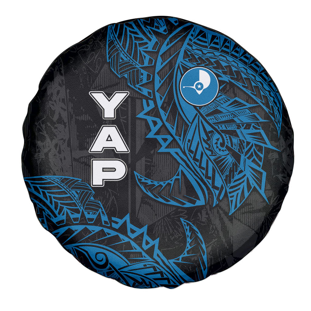 Yap Island Tribal Heritage Spare Tire Cover Micronesian Polynesian Tattoo Pattern Blue Black Cultural Art TS04 - Polynesian Pride