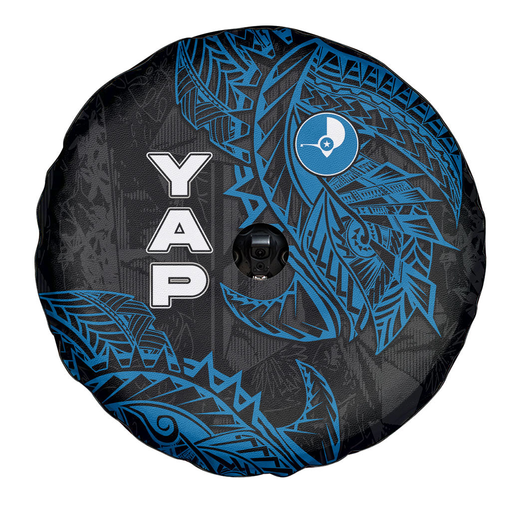 Yap Island Tribal Heritage Spare Tire Cover Micronesian Polynesian Tattoo Pattern Blue Black Cultural Art TS04 - Polynesian Pride