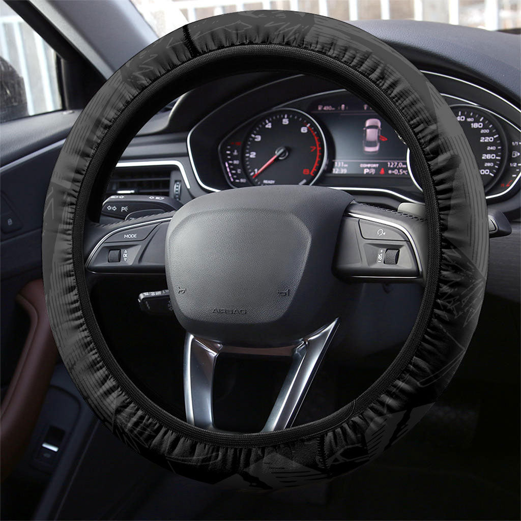 Yap Island Tribal Heritage Steering Wheel Cover Micronesian Polynesian Tattoo Pattern Blue Black Cultural Art TS04 - Polynesian Pride