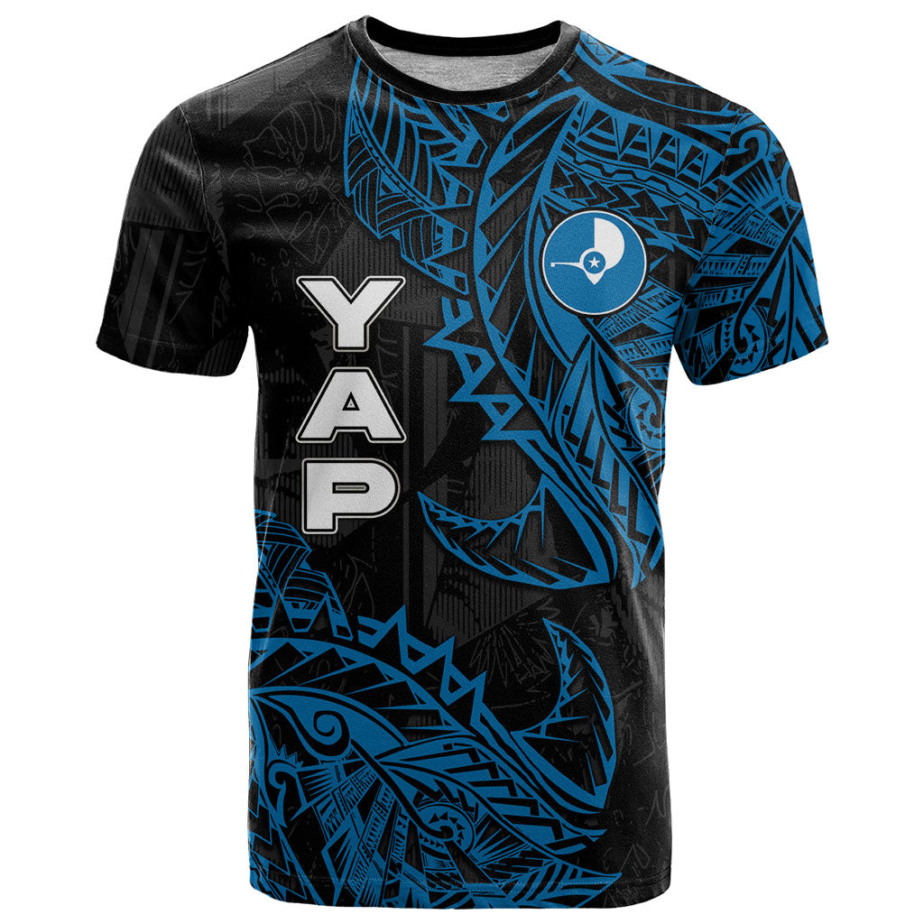 Yap Island Tribal Heritage T Shirt Micronesian Polynesian Tattoo Pattern Blue Black Cultural Art TS04 Black Blue - Polynesian Pride