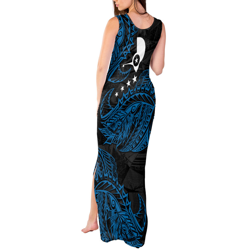 Yap Island Tribal Heritage Tank Maxi Dress Micronesian Polynesian Tattoo Pattern Blue Black Cultural Art TS04 - Polynesian Pride