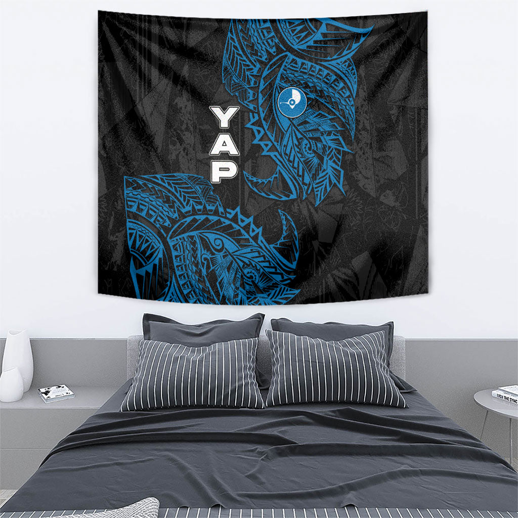 Yap Island Tribal Heritage Tapestry Micronesian Polynesian Tattoo Pattern Blue Black Cultural Art TS04 - Polynesian Pride