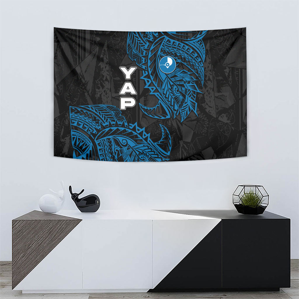 Yap Island Tribal Heritage Tapestry Micronesian Polynesian Tattoo Pattern Blue Black Cultural Art TS04 - Polynesian Pride