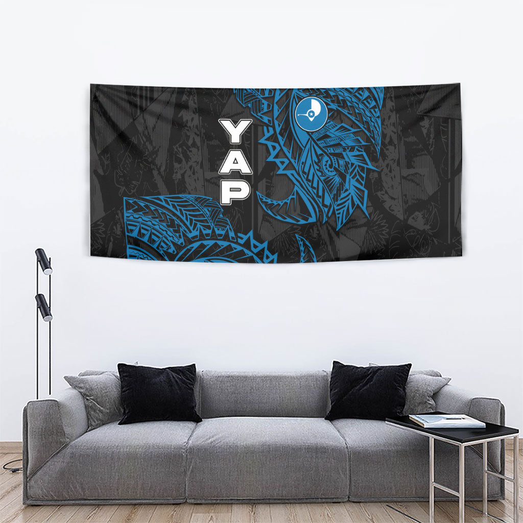 Yap Island Tribal Heritage Tapestry Micronesian Polynesian Tattoo Pattern Blue Black Cultural Art TS04 - Polynesian Pride