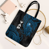Yap Island Tribal Heritage Tote Bag Micronesian Polynesian Tattoo Pattern Blue Black Cultural Art TS04 Black Strap One Size Black Blue - Polynesian Pride