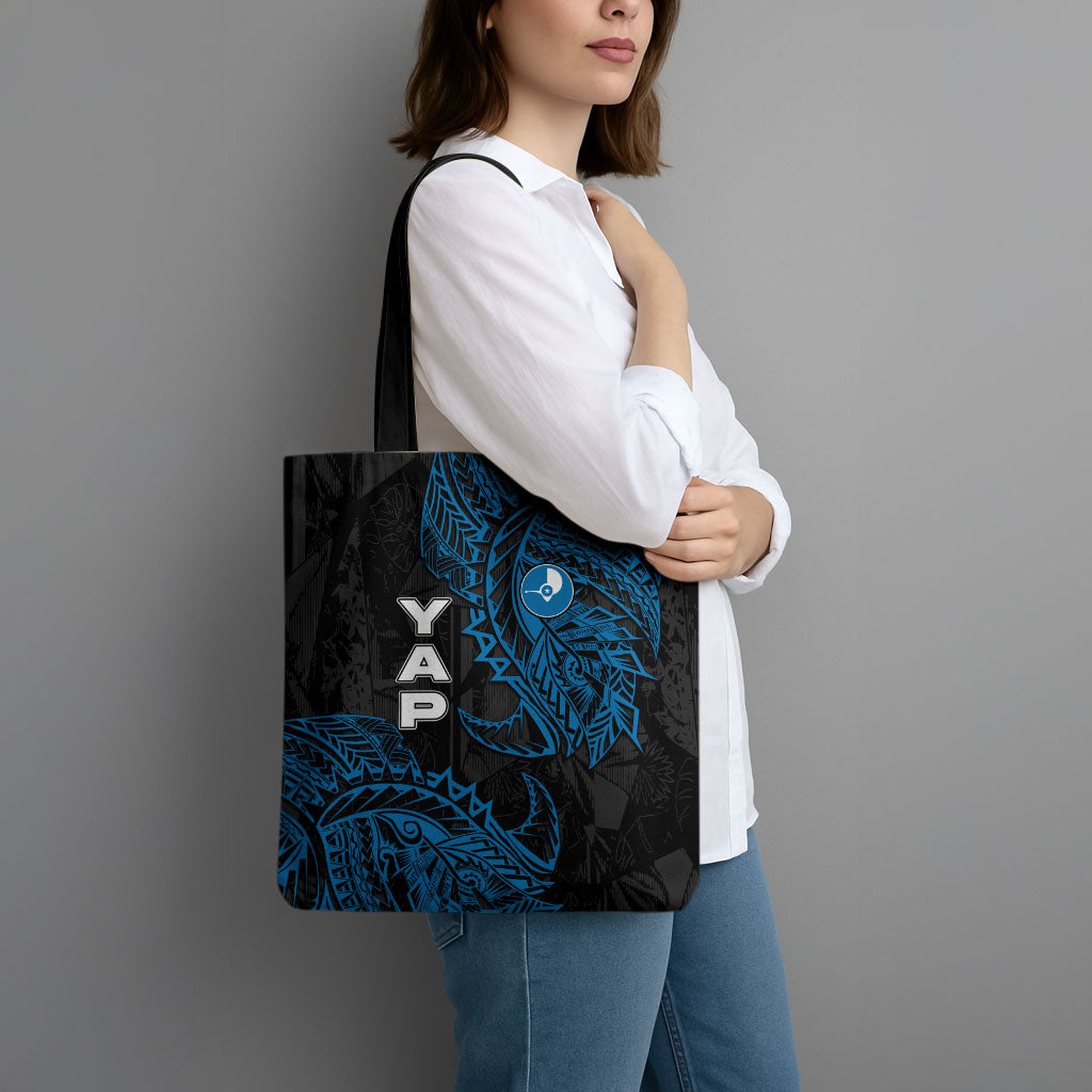 Yap Island Tribal Heritage Tote Bag Micronesian Polynesian Tattoo Pattern Blue Black Cultural Art TS04 - Polynesian Pride