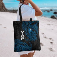 Yap Island Tribal Heritage Tote Bag Micronesian Polynesian Tattoo Pattern Blue Black Cultural Art TS04 - Polynesian Pride
