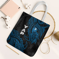 Yap Island Tribal Heritage Tote Bag Micronesian Polynesian Tattoo Pattern Blue Black Cultural Art TS04 White Strap One Size Black Blue - Polynesian Pride