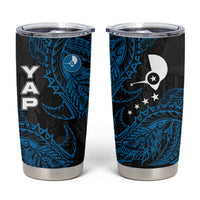 Yap Island Tribal Heritage Tumbler Cup Micronesian Polynesian Tattoo Pattern Blue Black Cultural Art TS04 Black Blue - Polynesian Pride