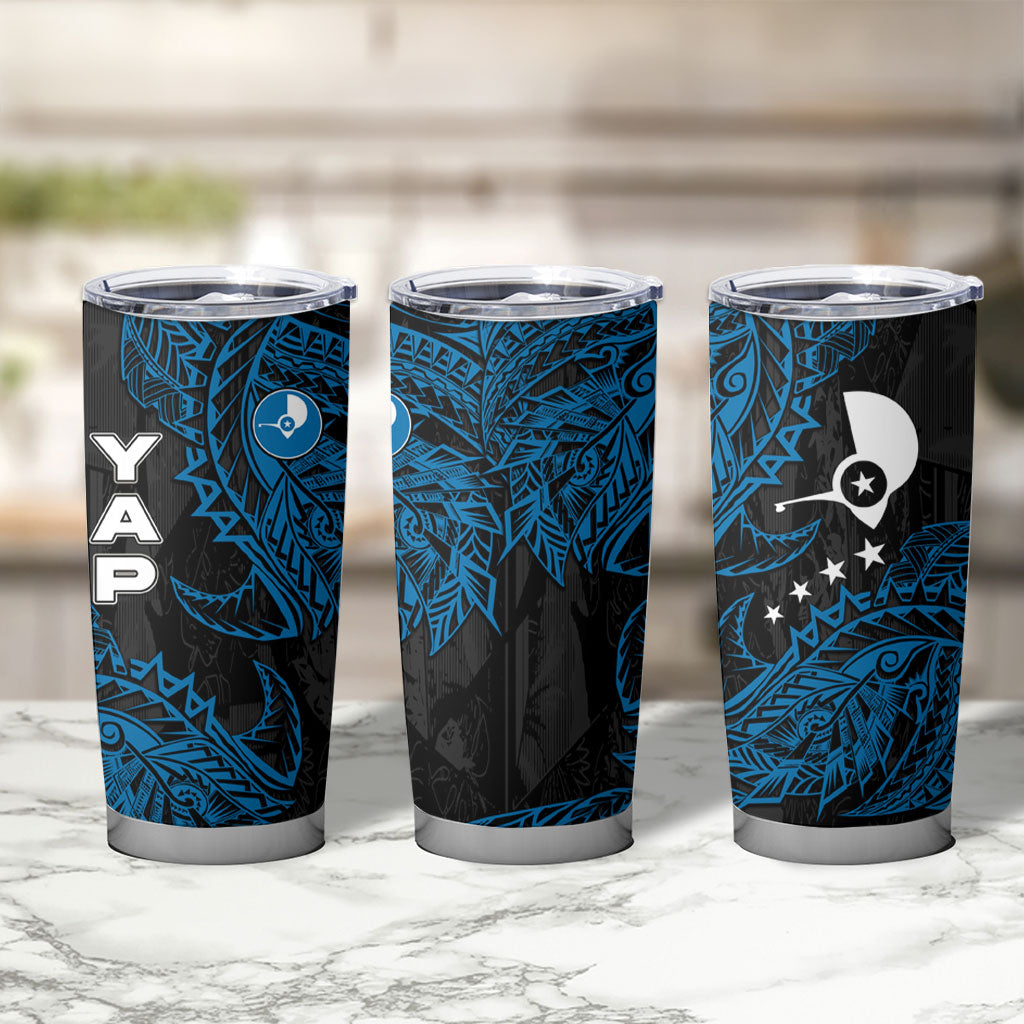 Yap Island Tribal Heritage Tumbler Cup Micronesian Polynesian Tattoo Pattern Blue Black Cultural Art TS04 - Polynesian Pride