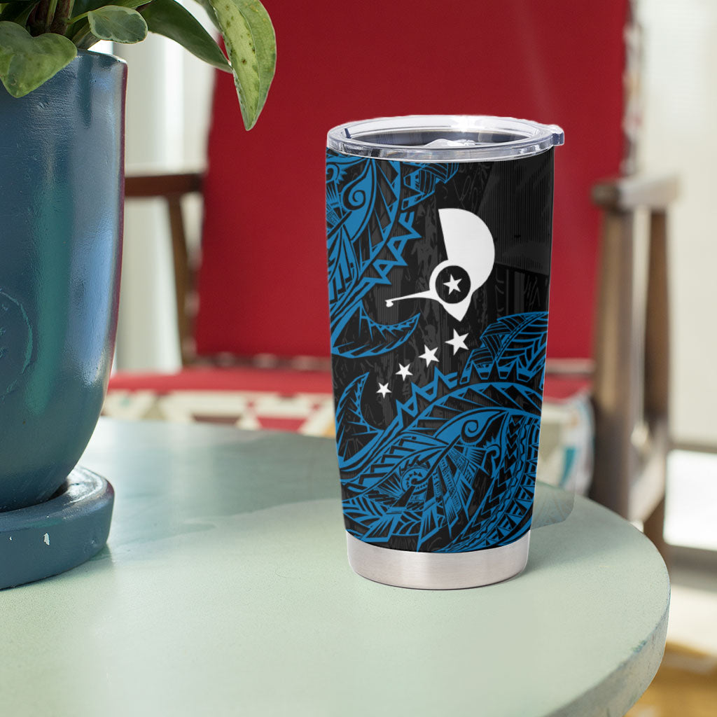Yap Island Tribal Heritage Tumbler Cup Micronesian Polynesian Tattoo Pattern Blue Black Cultural Art TS04 - Polynesian Pride