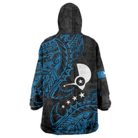 Yap Island Tribal Heritage Wearable Blanket Hoodie Micronesian Polynesian Tattoo Pattern Blue Black Cultural Art TS04 - Polynesian Pride