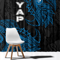 Yap Island Tribal Heritage Window Curtain Micronesian Polynesian Tattoo Pattern Blue Black Cultural Art TS04 - Polynesian Pride