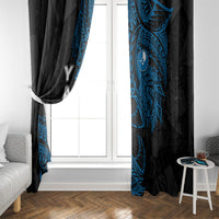 Yap Island Tribal Heritage Window Curtain Micronesian Polynesian Tattoo Pattern Blue Black Cultural Art TS04 - Polynesian Pride
