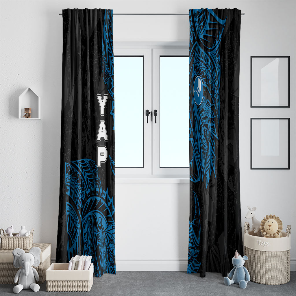Yap Island Tribal Heritage Window Curtain Micronesian Polynesian Tattoo Pattern Blue Black Cultural Art TS04 - Polynesian Pride