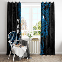 Yap Island Tribal Heritage Window Curtain Micronesian Polynesian Tattoo Pattern Blue Black Cultural Art TS04 - Polynesian Pride
