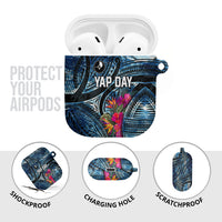 Yap Day Island Floral Tribal Heritage AirPods Case Micronesian Hibiscus Pattern Polynesian Tattoo Blue Art TS04 - Polynesian Pride
