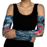Yap Day Island Floral Tribal Heritage Arm Sleeves Micronesian Hibiscus Pattern Polynesian Tattoo Blue Art TS04 - Polynesian Pride