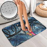 Yap Day Island Floral Tribal Heritage Bathroom Set Micronesian Hibiscus Pattern Polynesian Tattoo Blue Art TS04 - Polynesian Pride