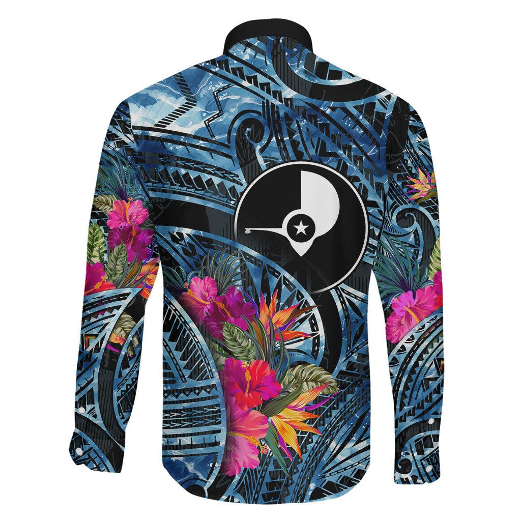 Yap Day Island Floral Tribal Heritage Family Matching Puletasi and Hawaiian Shirt Micronesian Hibiscus Pattern Polynesian Tattoo Blue Art TS04 - Polynesian Pride