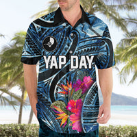 Yap Day Island Floral Tribal Heritage Hawaiian Shirt Micronesian Hibiscus Pattern Polynesian Tattoo Blue Art TS04 - Polynesian Pride