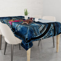Yap Day Island Floral Tribal Heritage Tablecloth Micronesian Hibiscus Pattern Polynesian Tattoo Blue Art TS04 - Polynesian Pride