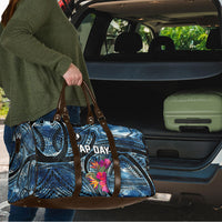 Yap Day Island Floral Tribal Heritage Travel Bag Micronesian Hibiscus Pattern Polynesian Tattoo Blue Art TS04 - Polynesian Pride