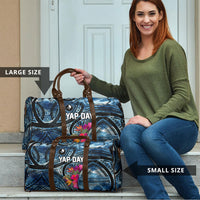Yap Day Island Floral Tribal Heritage Travel Bag Micronesian Hibiscus Pattern Polynesian Tattoo Blue Art TS04 - Polynesian Pride