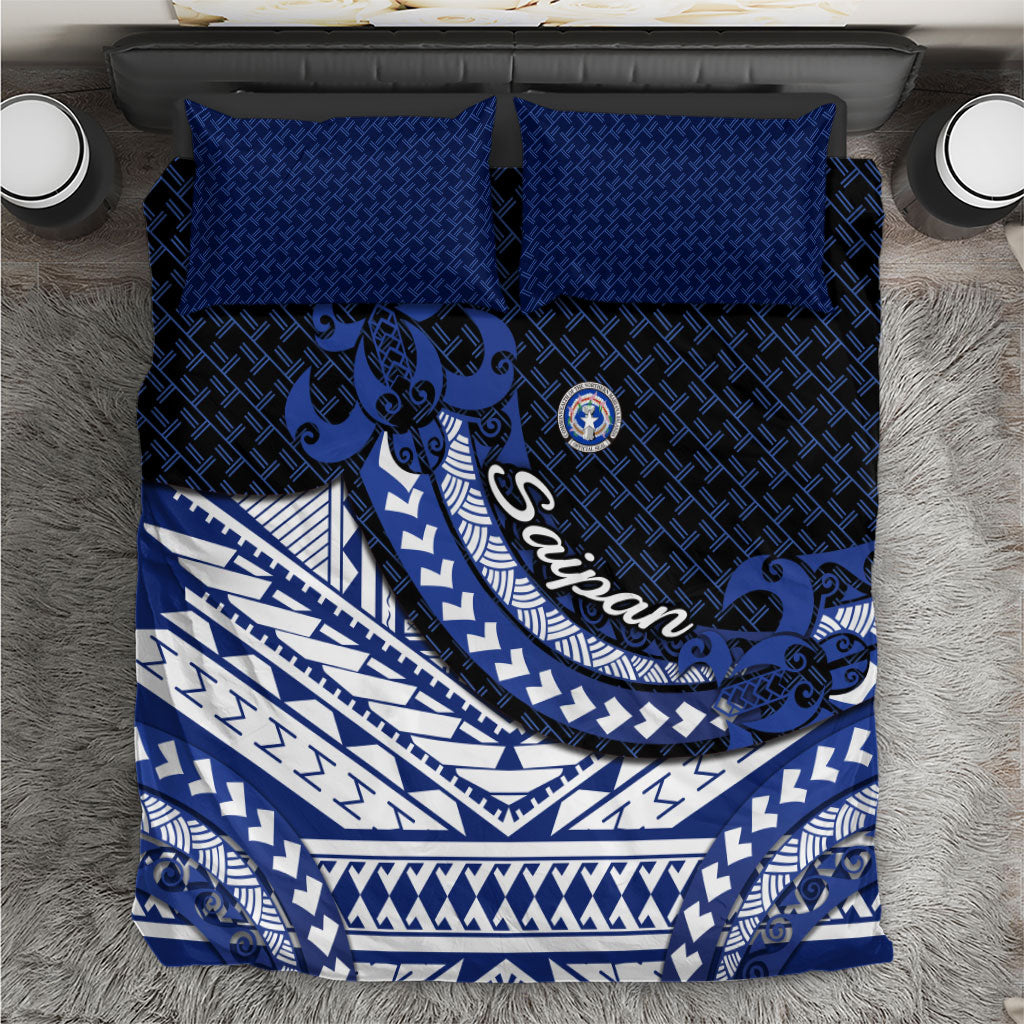 Northern Mariana Islands Saipan Bedding Set Polynesian Tribal Pattern - Commonwealth Seal Art